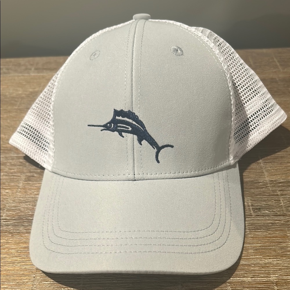 Tommy Bahama Gray and White Fish Embroidered Cap